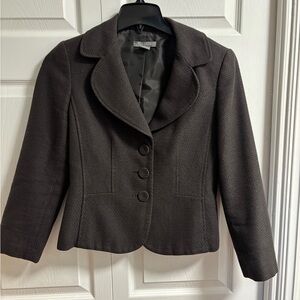 Ann Taylor Brown Blazer Tailored Notched Lapel